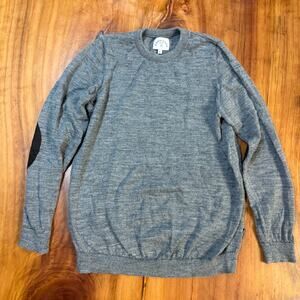 Kirrin Finch Sweater Women's S Wool Knit Pullover Crew neck Elbow Patch C4-17